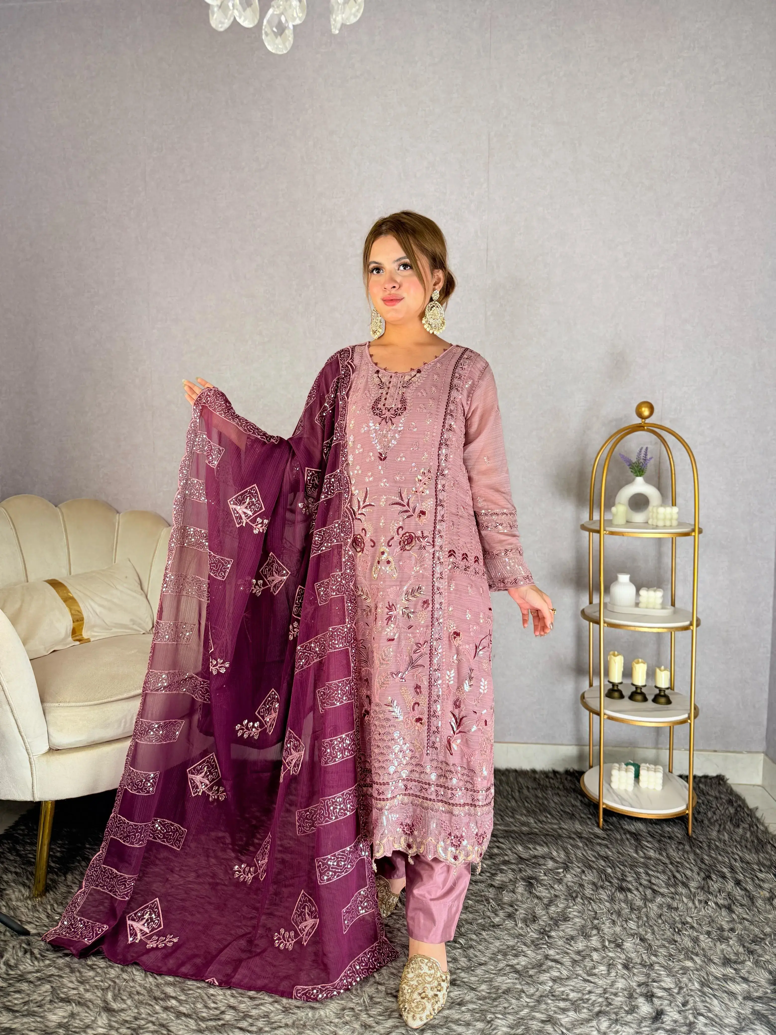 Georgette 4 Pices Unstitched Dress view 2